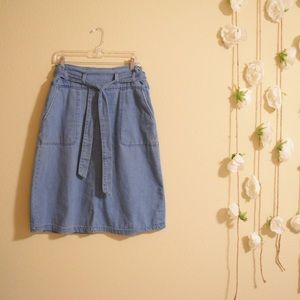 who what wear denim midi skirt